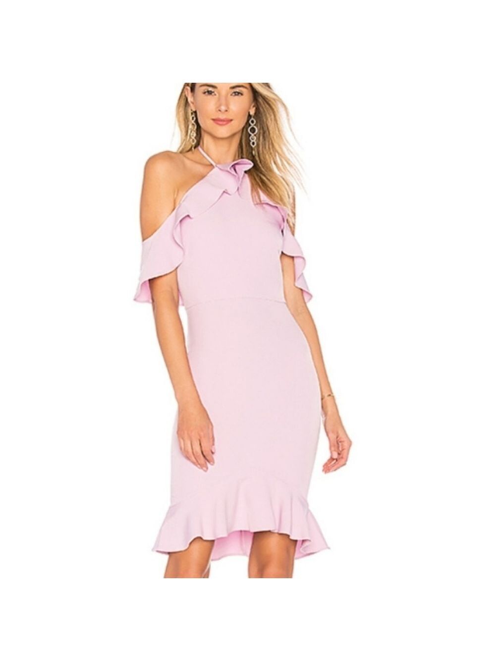 REVOLVE x By The Way Ruffle Halter Lavender Dress - Picture 1 of 7